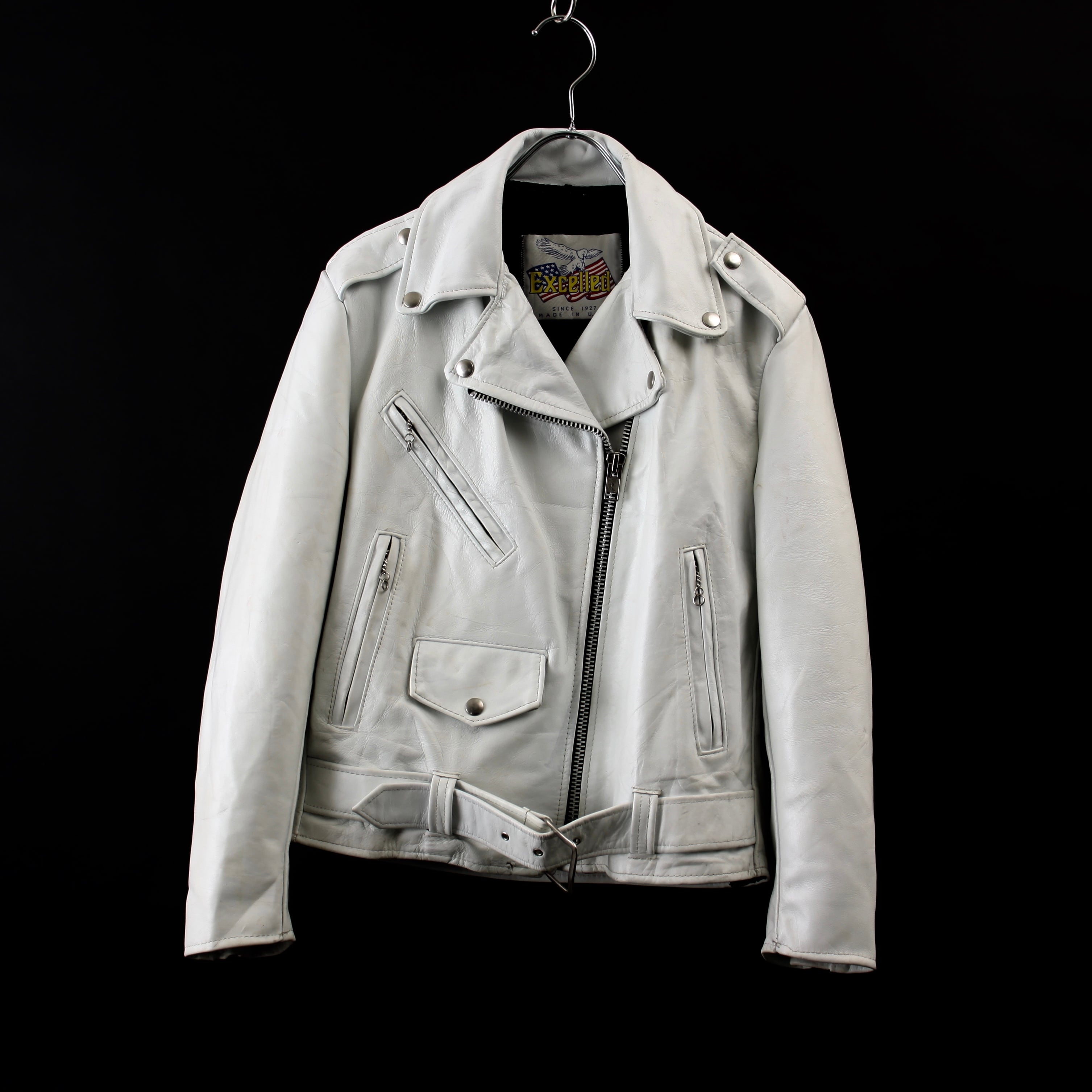 0289. 1980's white double riders jacket from Excelled 80s 80年代