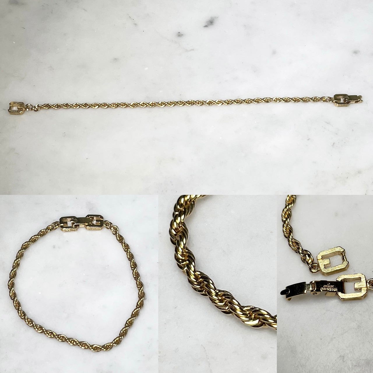 vintage GIVENCHY gold color metal twist chain bracelet
