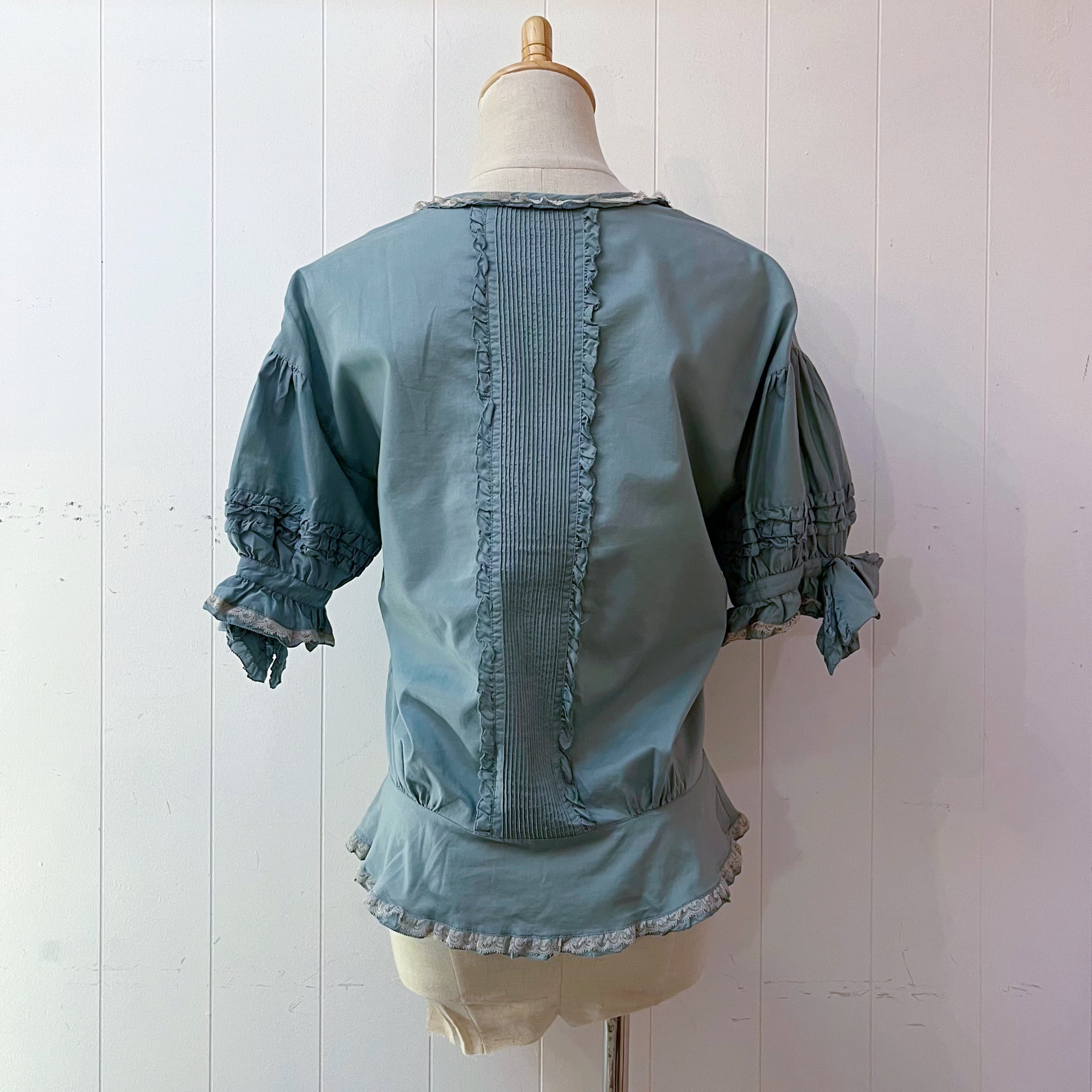 PINKHOUSE / bluegreen frill ribbon blouse