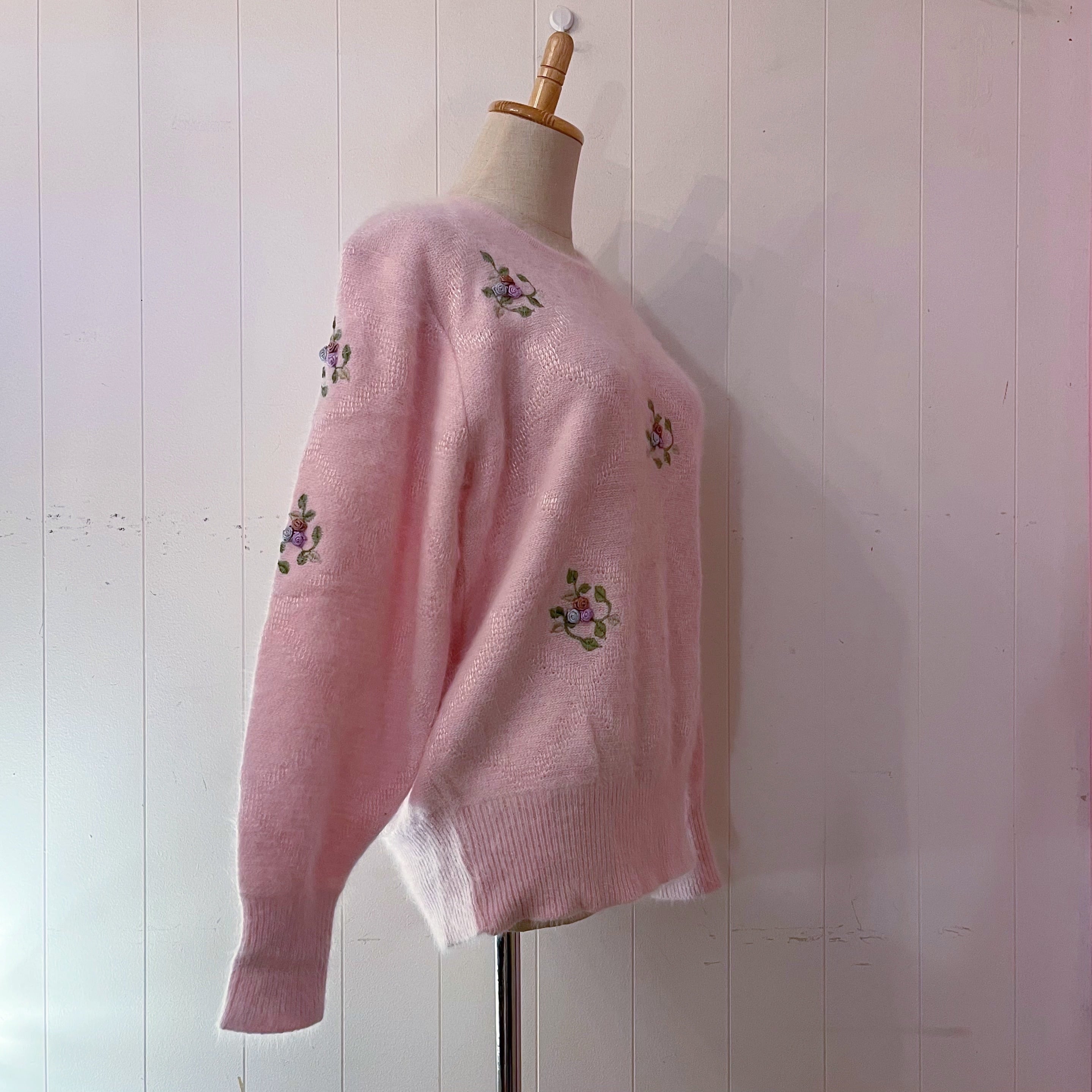 baby pink rose angora knit sweater