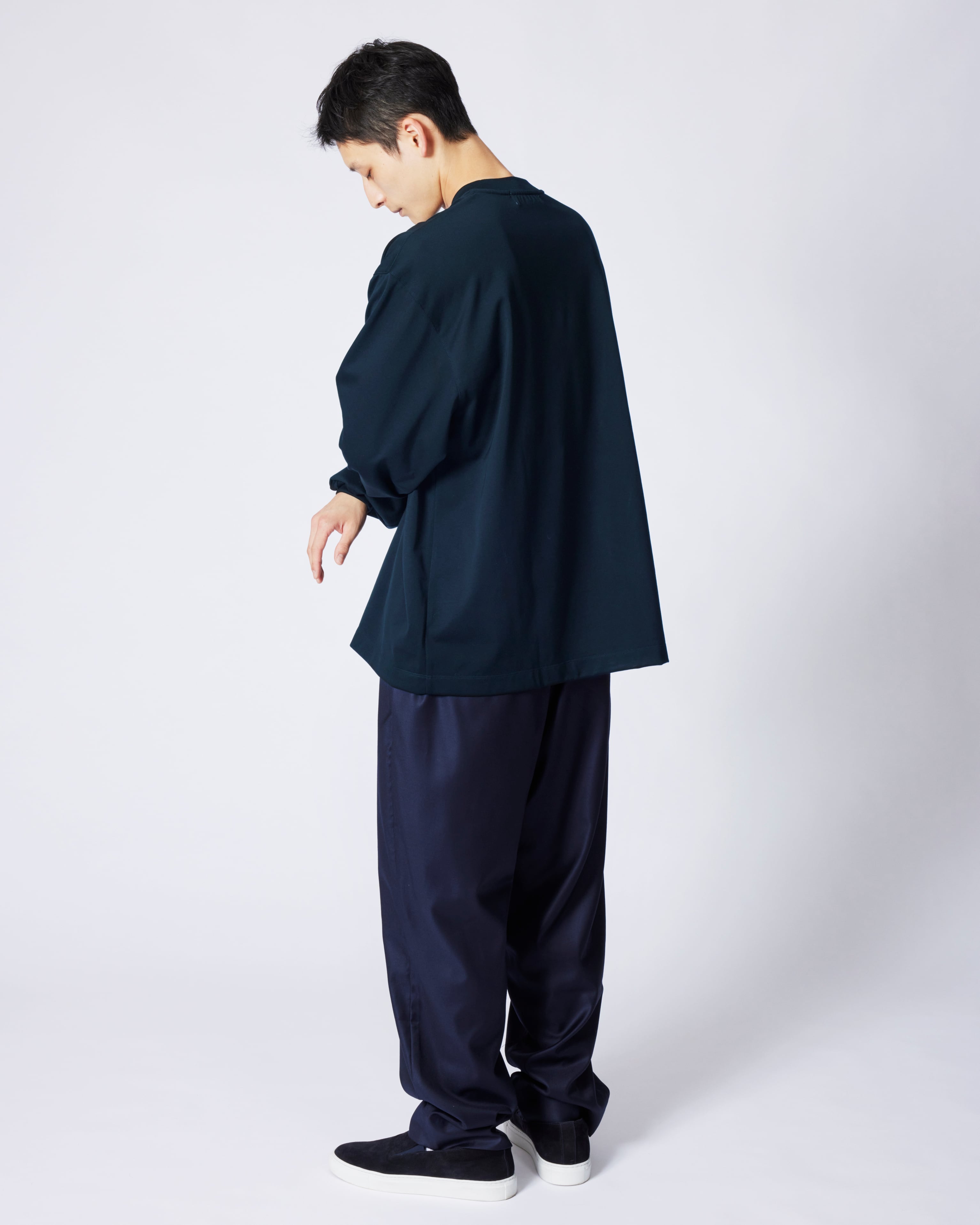 everyone luxury cotton long sleeve tee shirt (NAVY) | everyone
