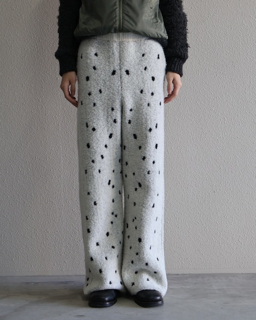 Oscar Ouyang AW25/Black spotted cream wool fleece knit joggers