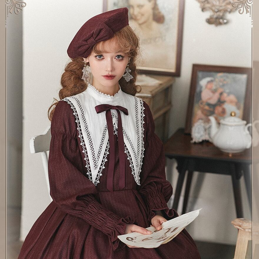 SEASONZ クラロリ 帽子 ノスタルジック クラシカル ピンストライプ柄