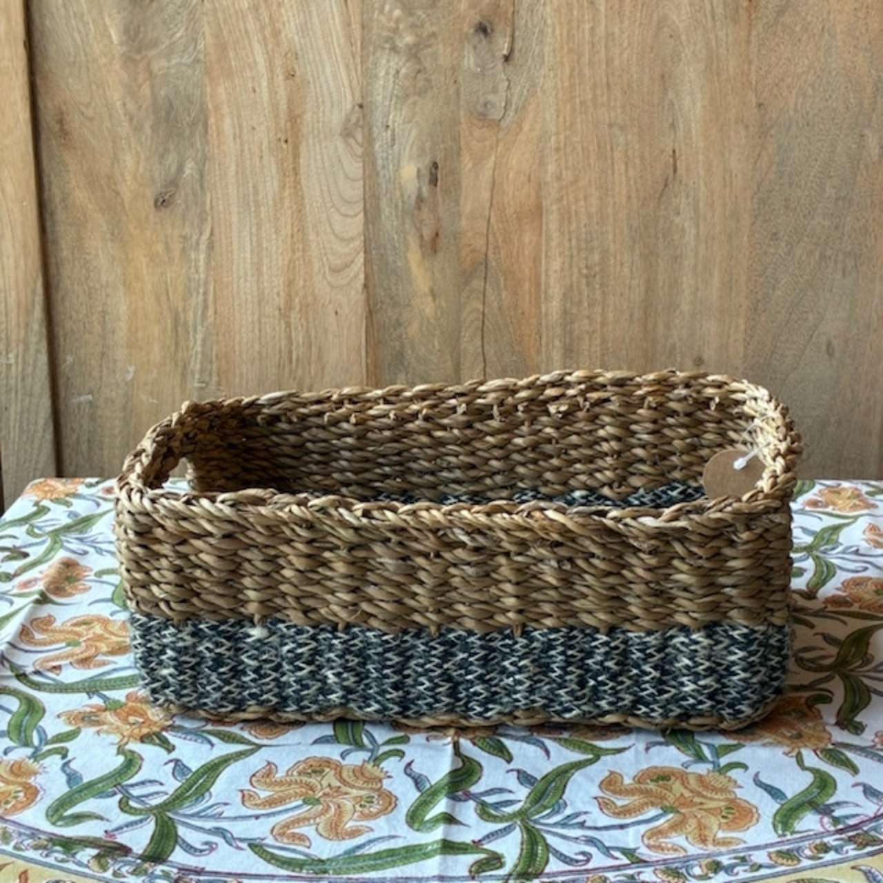 Bangladesh Jute  Rectangle basket 　バングラディッシュ　ジュートレクタングルバスケット　M　収納　カゴ　ラウンド　小物入れ