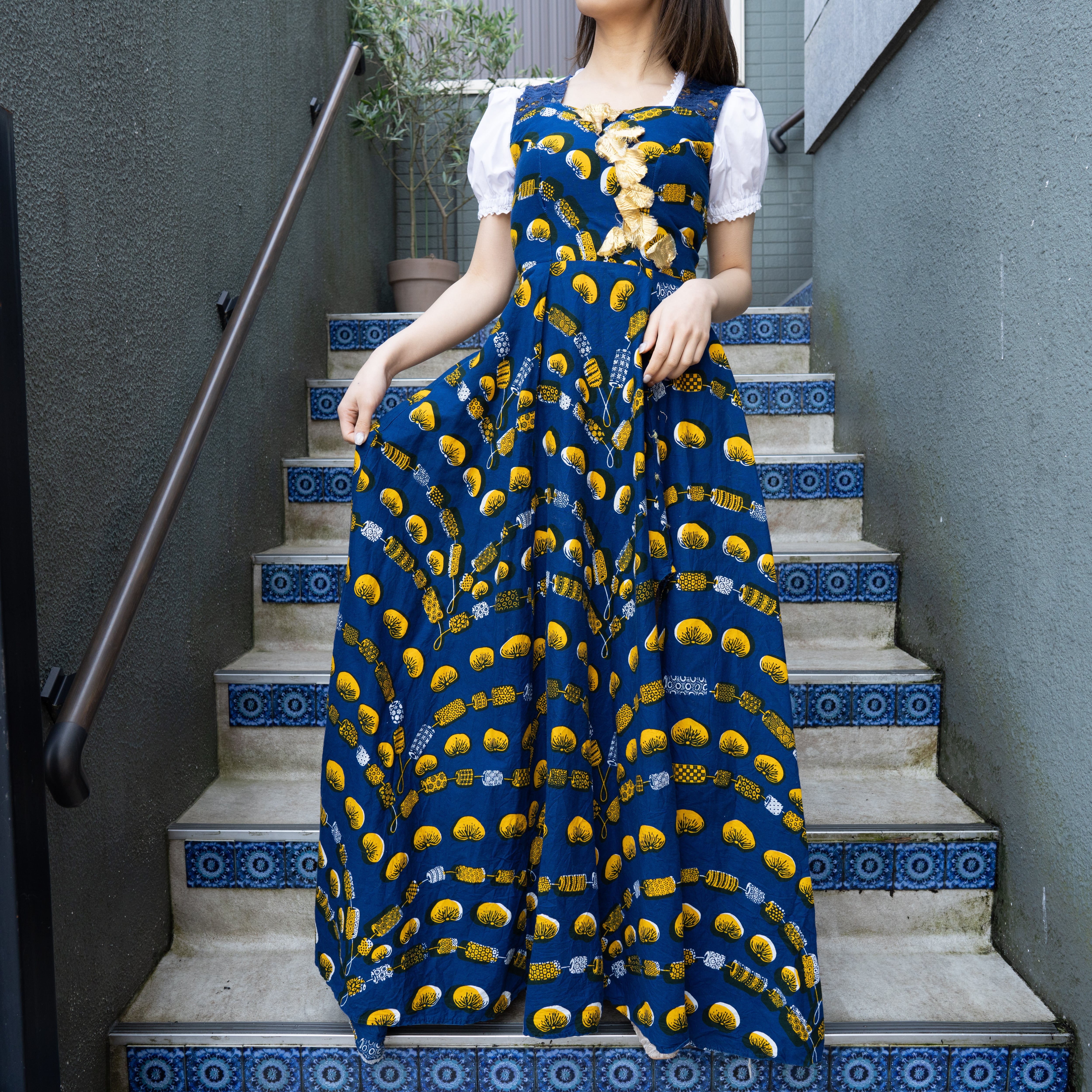 Vintage African print maxi one-piece