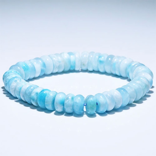 〔K2005-1〕約10mm ラリマー ペクトライト ブレスレット ボタン型 ドミニカ産 Larimar