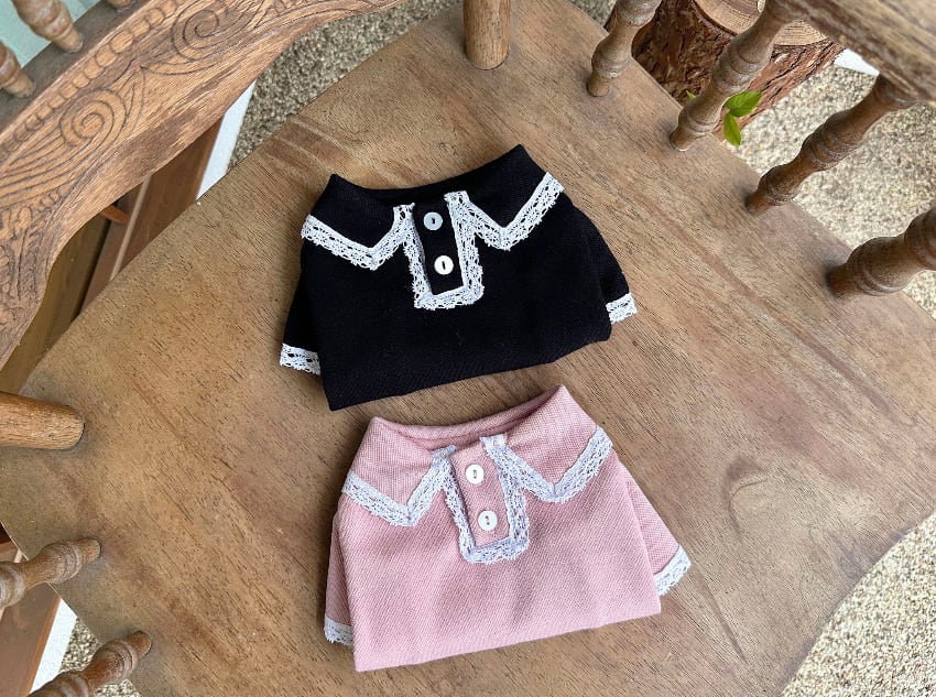 muse pk t-shirt S ~ XL 2color / 犬服 秋冬 新作 トップス シンプル 長袖 ドッグウェア 犬 服 小型犬 中型犬 襟付き tシャツ レース