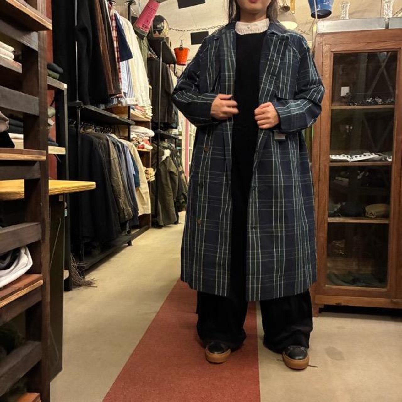 TISSU High Density Effortless Trench Coat in Blackwatch Tartan, Green and Black, Water-Repellent, Pollen-Guard, Raglan Style
