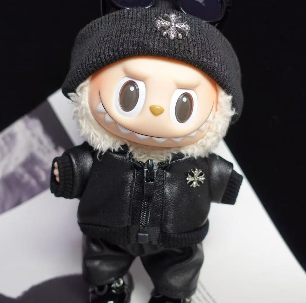 ラブブ 一代二代三代用 クロス レザージャケット＋帽子 Labubu用