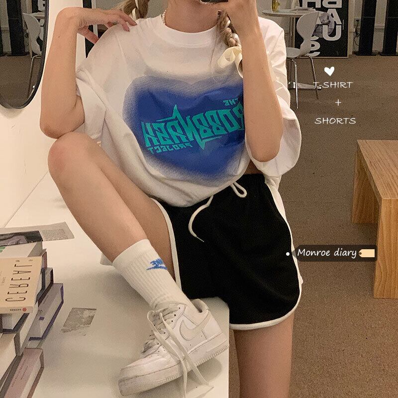 ショーツ サマーハイウェストウェストスリムパンツ ルーズワイドレッグ 夏物 ブルマー ワイドパンツ モンロー10243008159