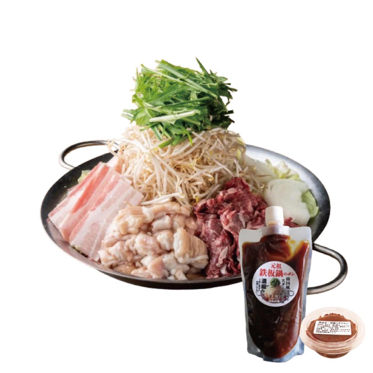 元祖鉄板鍋の鍋だし 300ml 2倍濃縮 鉄板鍋用コチジャン付 | 空とぶ