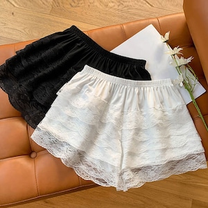 レースフリル ペチコート レディース 春夏秋 インナー パンツ かわいい きれいめ 大人 おしゃれ 見せパンツ 透け防止 部屋着 ルームウェア 大人可愛い 大人女子