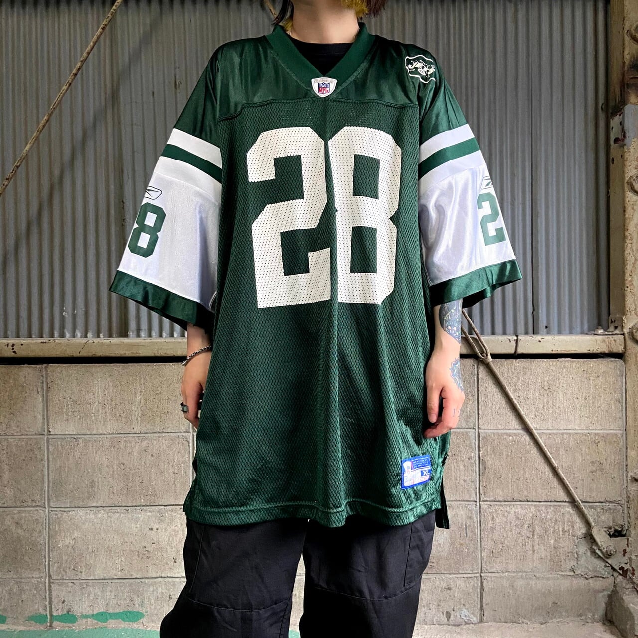 Reebok リーボック NFL ニューヨーク・ジェッツ カーティス・マーティン フットボールシャツ メンズXL 古着 NEW YORK JETS  レプリカユニフォーム アメフト メッシュ グリーン 緑色 【ゲームシャツ】 | cave 古着屋【公式】古着通販サイト