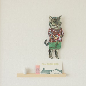 【再入荷！】ナタリーレテ(NathalieLete) Diecut clock tabby cat 掛け時計　ネコ　キャット