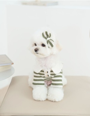 即納【Tio lio】ワッフルベアーカラーシャツ　カーキ