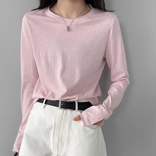 4色／ラウンドネックロンTシャツ ・21477