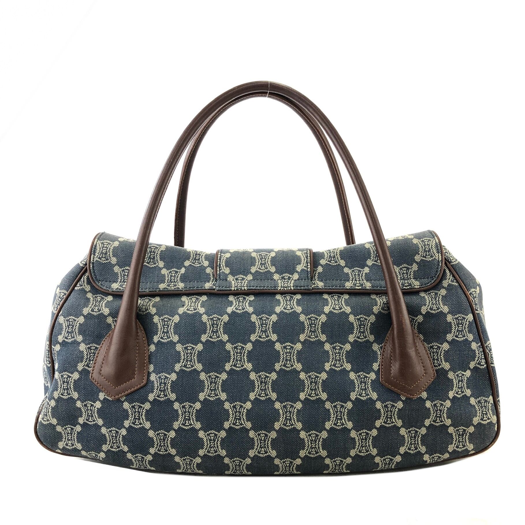 CELINE セリーヌ パリマカダム ロゴ デニム レザー ハンドバッグ CELINE セリーヌ パリマカダム ロゴ デニム レザー ハンドバッグ