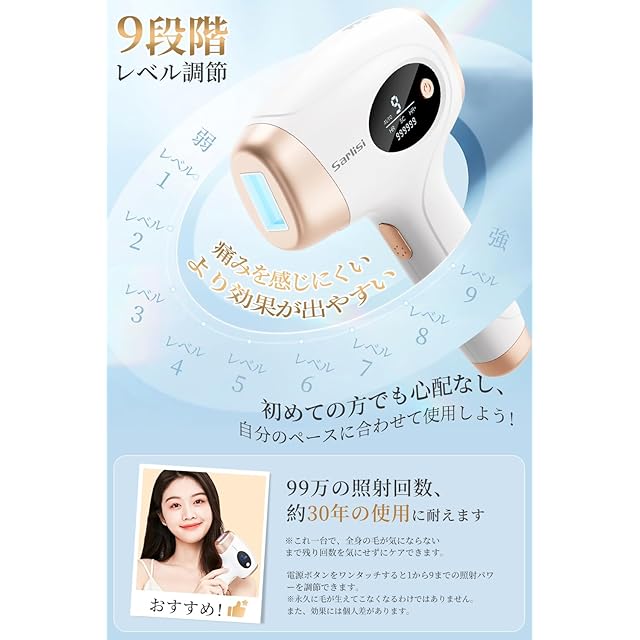 Sarlisi 脱毛器 無痛脱毛 【2025年新モデル】 自動照射 999999万発9
