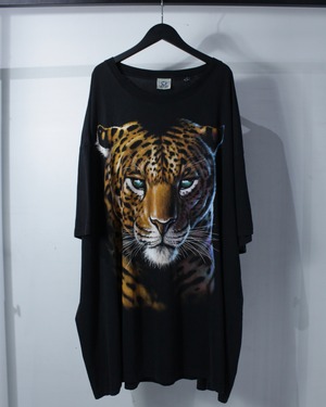 【Caka BLACK】“LIQUID BLUE” Panther Design Vintage Over Sized T-Shirt