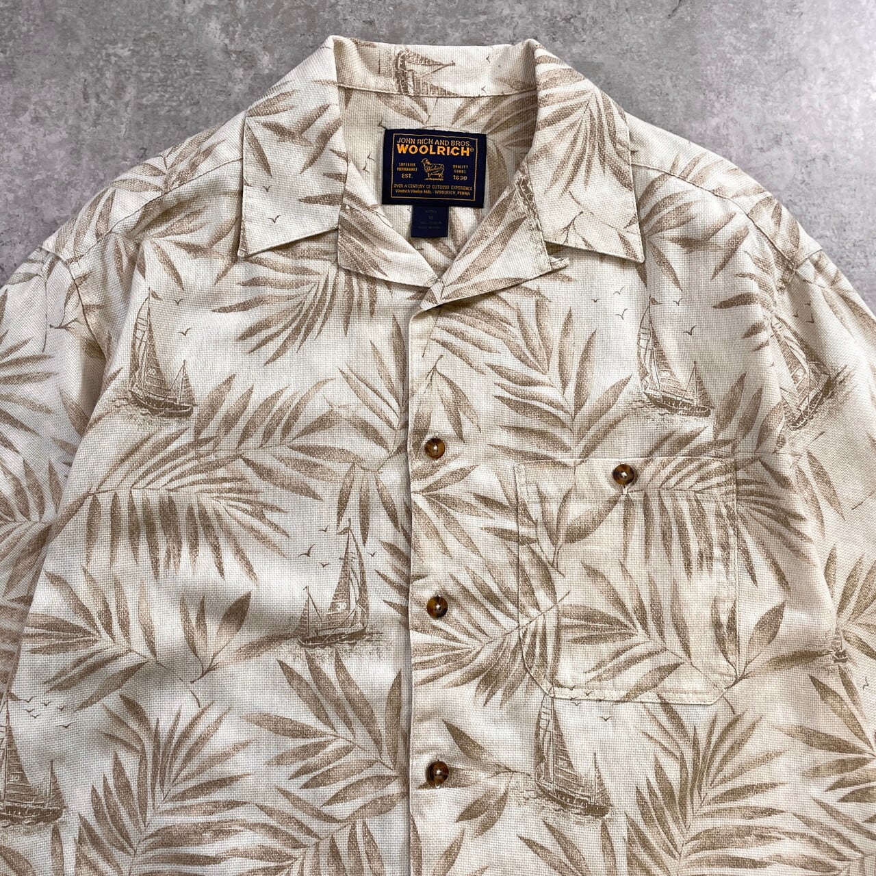 ヴィンテージ　90年代 Woolrich カバーオール 裏地ペイズリー柄 90年代 Woolrich ウールリッチ ジョンリッチ＆ブロス 総柄 開襟 アロハ