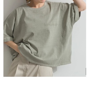 SALE！ピグメント天竺刺繍ロゴ Tシャツ/M/グレージュ