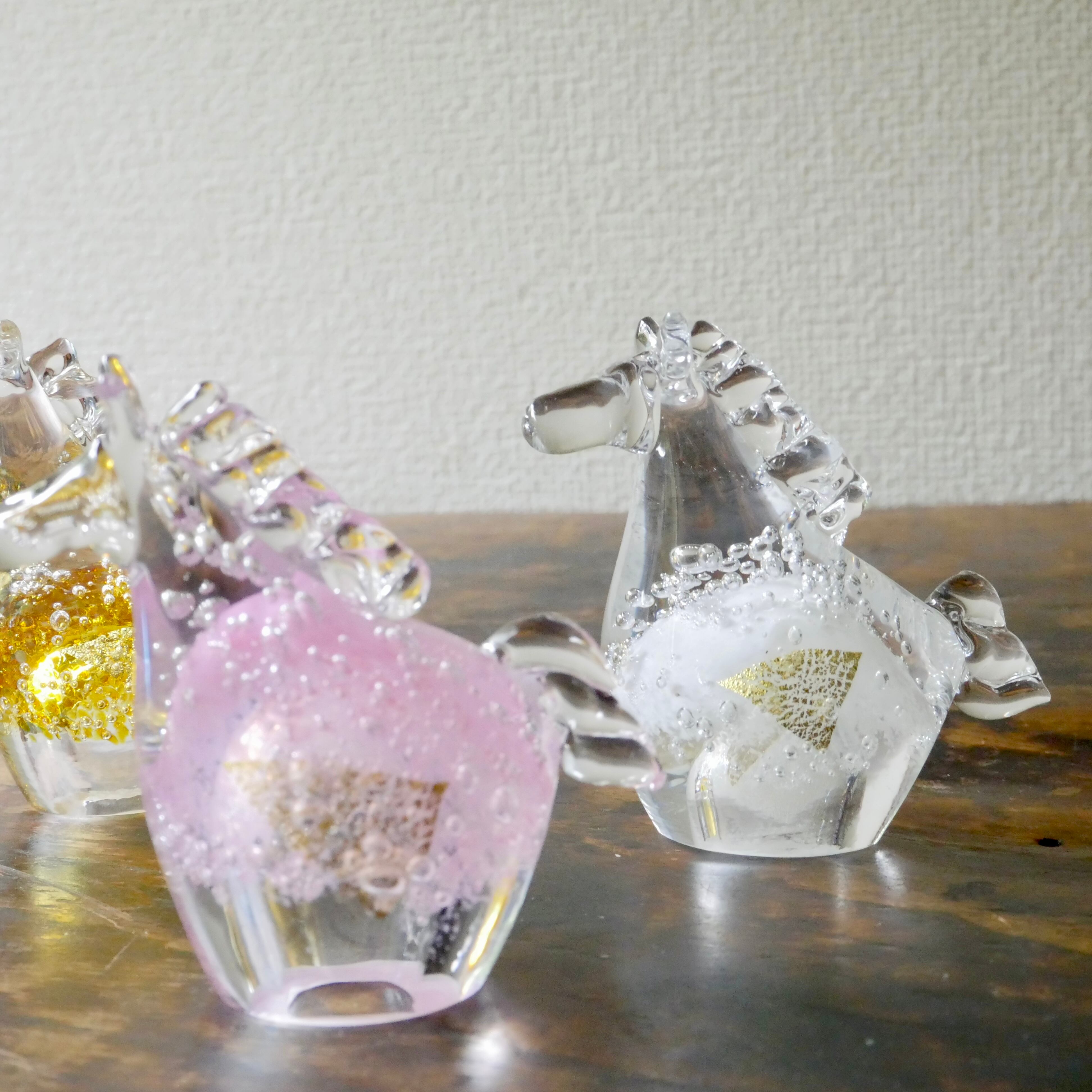 25冬】干支(高さ6cm) ガラス午S (青駒)ブルー | TSUNE;田中恒子の器
