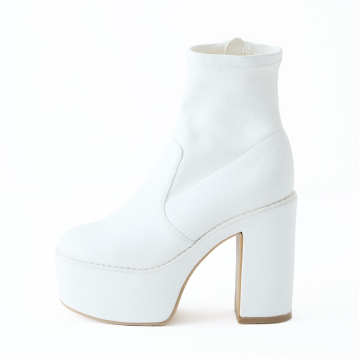 厚底プラットフォームストレッチショートブーツ(313-1126)[505A