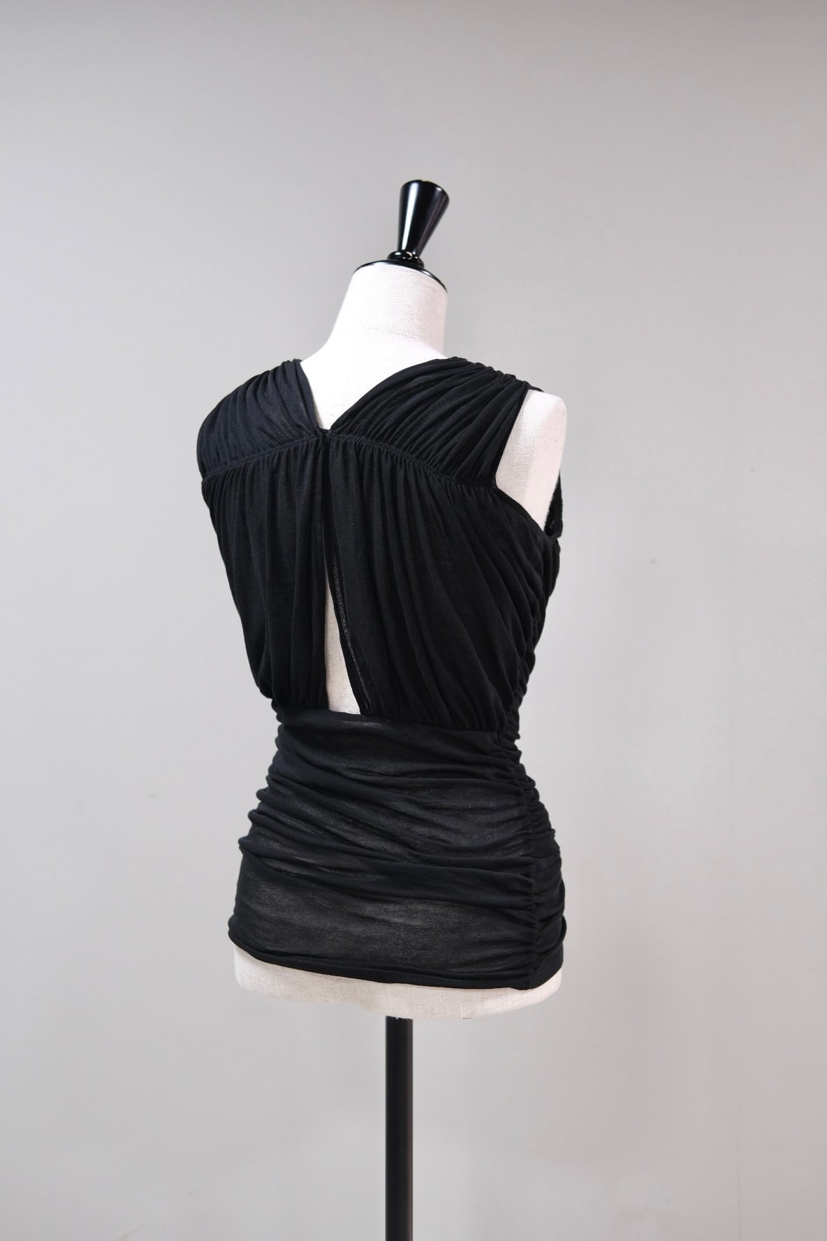 FETICO】SHEER GATHERED SLEEVELESS TOP -Black- | loop