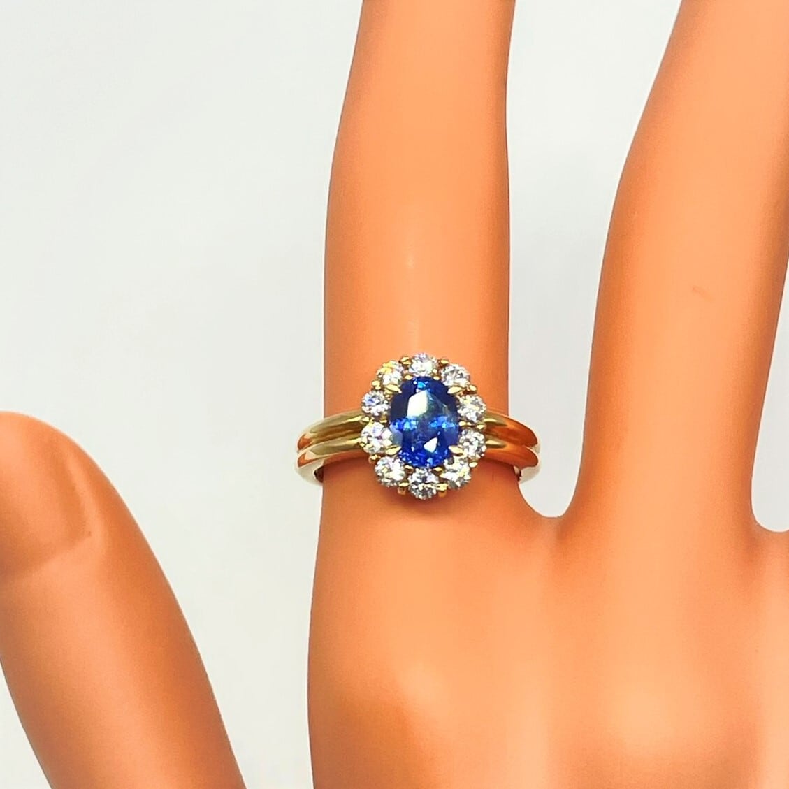 NM014 天然 サファイア 1.36 ダイヤモンド 0.62ct リング K18 指輪 