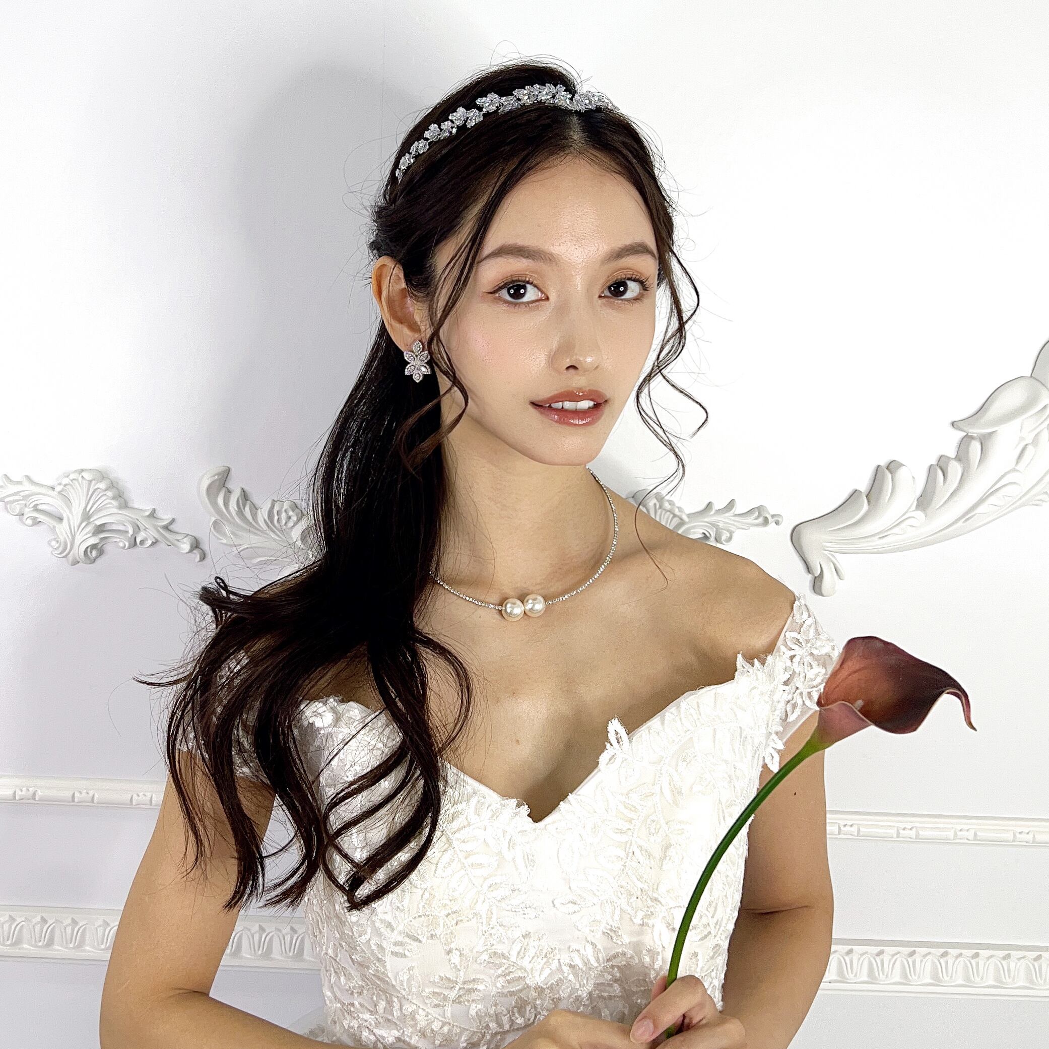 ウエディングドレス 結婚式 前撮り 韓国 オシャレ パールストラップ 