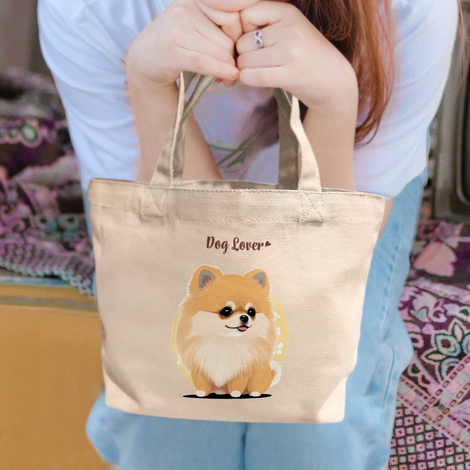 ポメラニアン 2023新デザイン！】ミニキャンバストートバッグ 犬