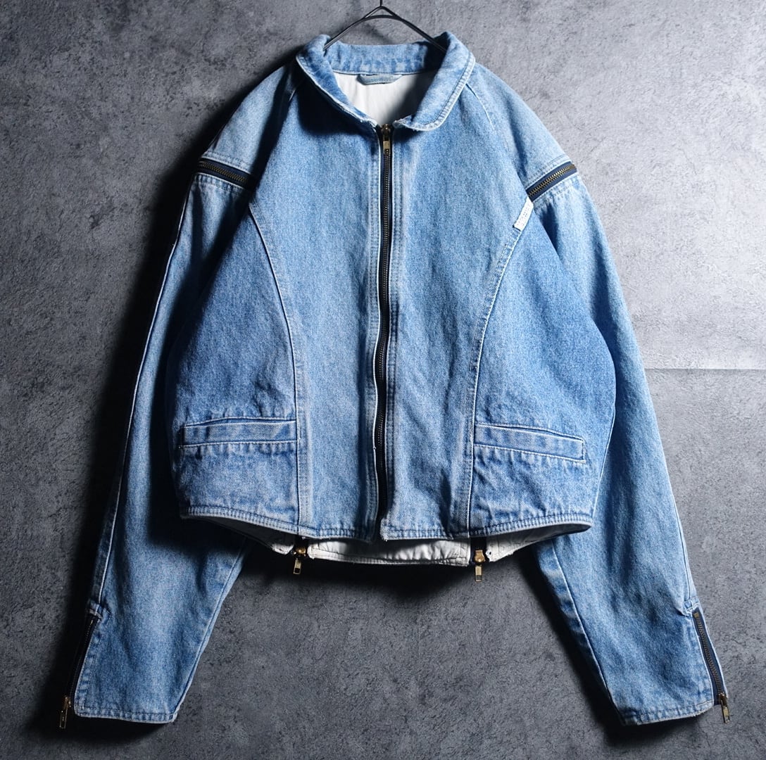 Denim Multiple Zipper Design Short Zip Jacket