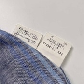 麻100% allegri アレグリ ストライプ 開襟 オープンカラー 半袖 リネンシャツ サイズ 48(L) /ブルー系/三陽商会