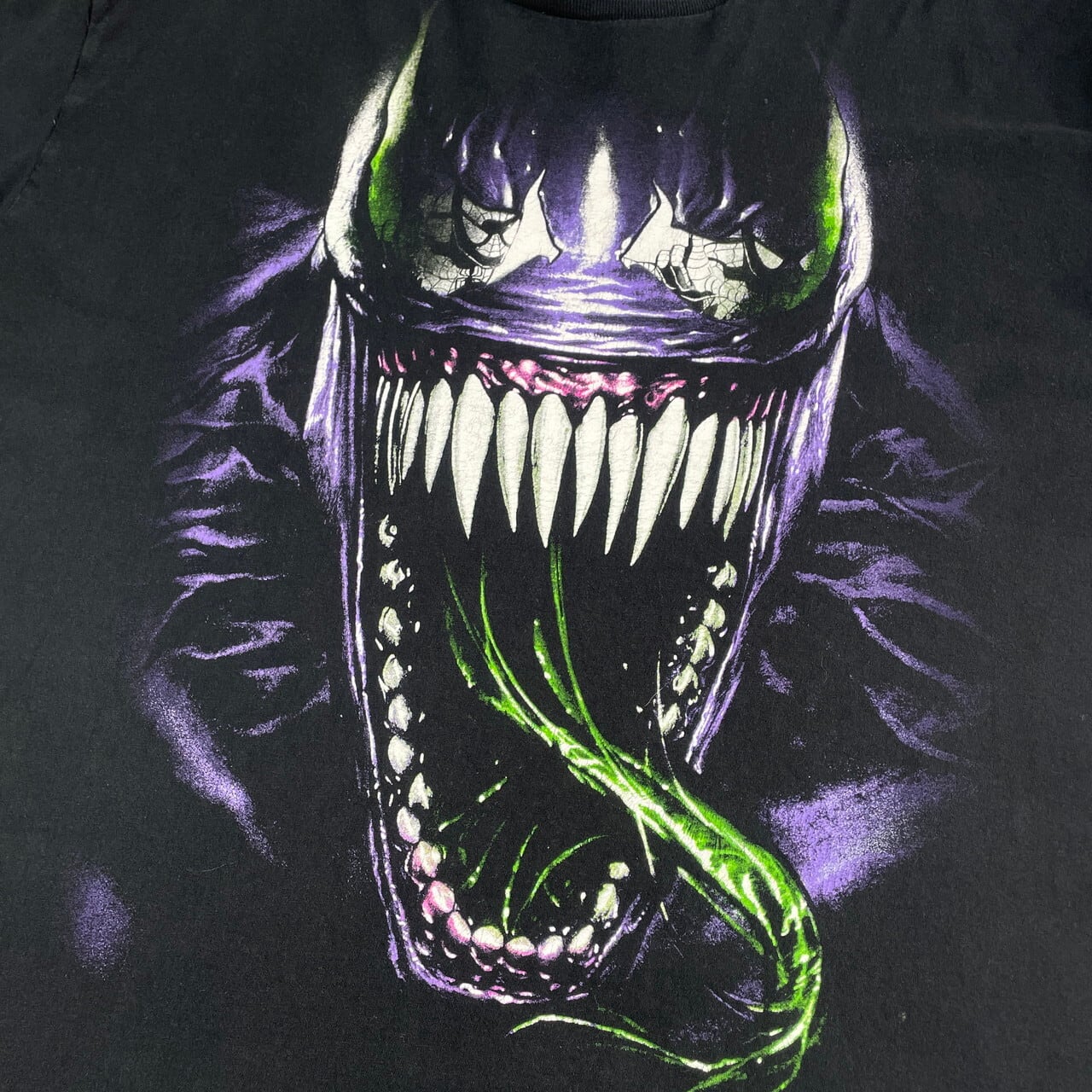 VENOM ヴェノム スパイダーマン ムービー ビッグプリント Tシャツ メンズ3XL 古着 MARVEL マーベル キャラクター 映画 コミック  アメコミ ブラック 黒 ビッグサイズ 大きいサイズ 【Tシャツ】【FSS2308-50a】 | cave 古着屋【公式】古着通販サイト