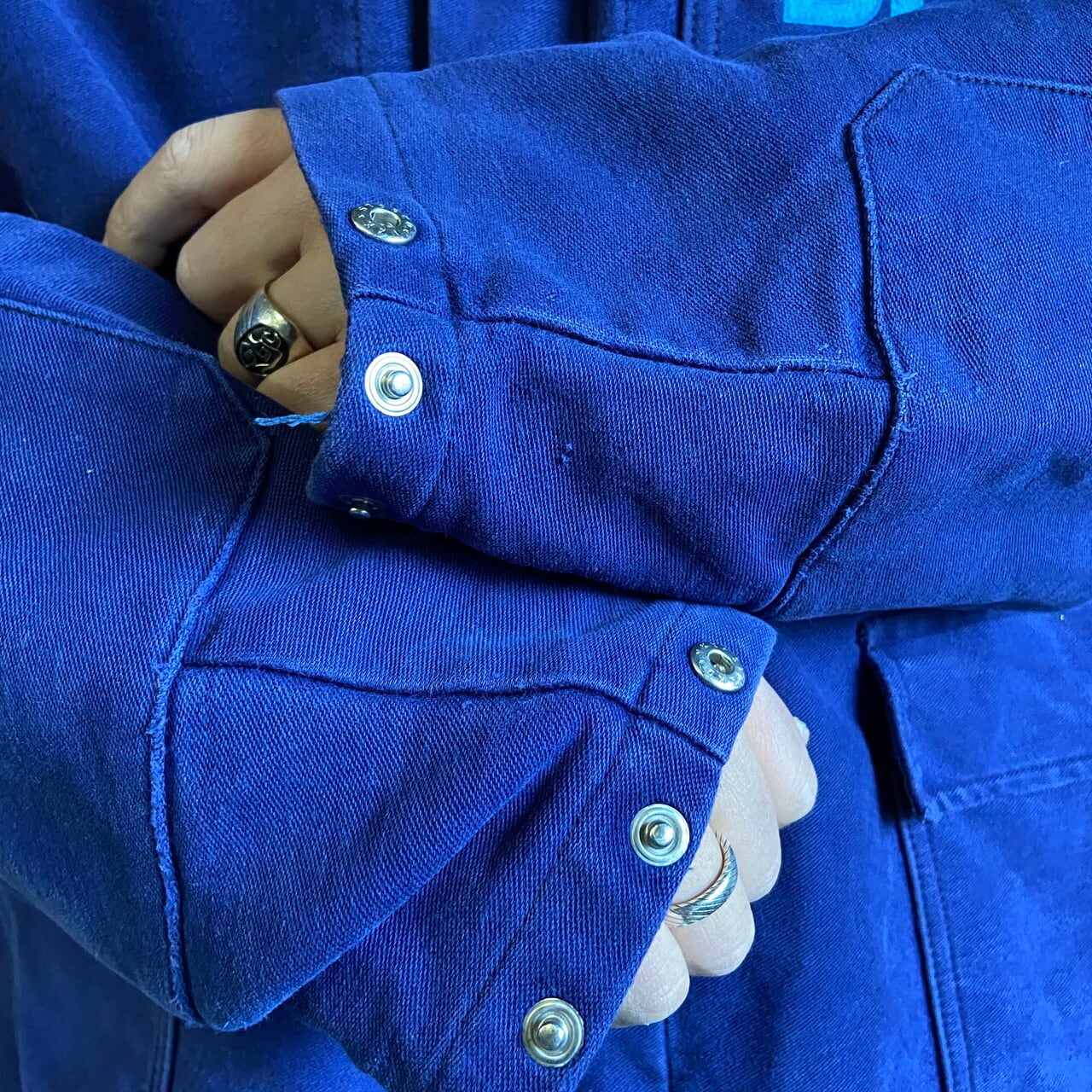 BHR 企業ロゴ 刺繍 ドイツ ブルー モールスキンジャケット メンズXL
