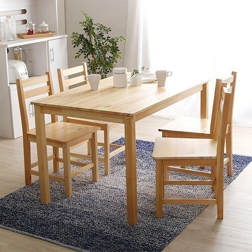 北欧テイスト ダイニング5点セット 天然木製 ダイニングテーブル チェア 4人用