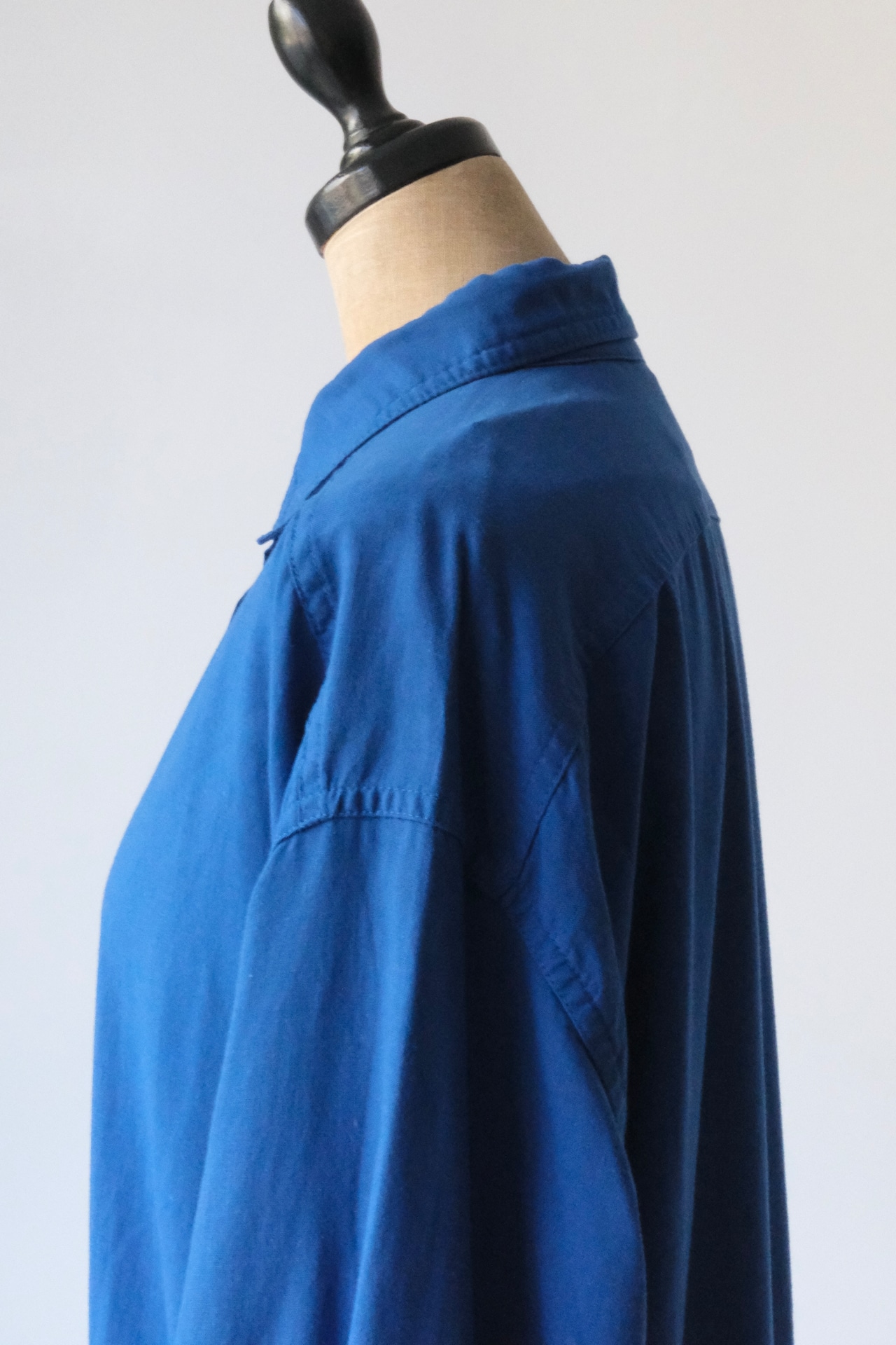 Vuokko cobalt blue cotton snap button shirt dress