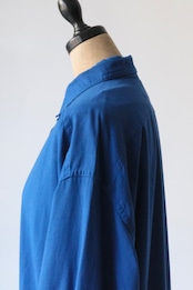 Vuokko cobalt blue cotton snap button shirt dress