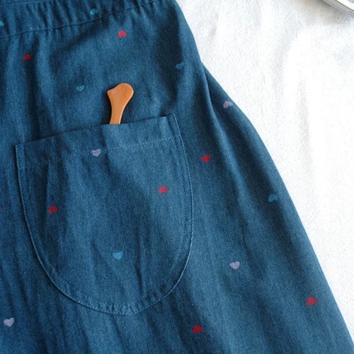 ハート刺繍デニムサロペットパンツ ・12547