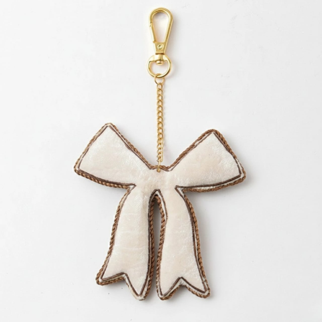 【COTTAGE】ザリ刺繍 モチーフ バッグチャーム／キーホルダー｜リボン