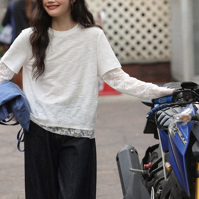 lace layered long sleeve top