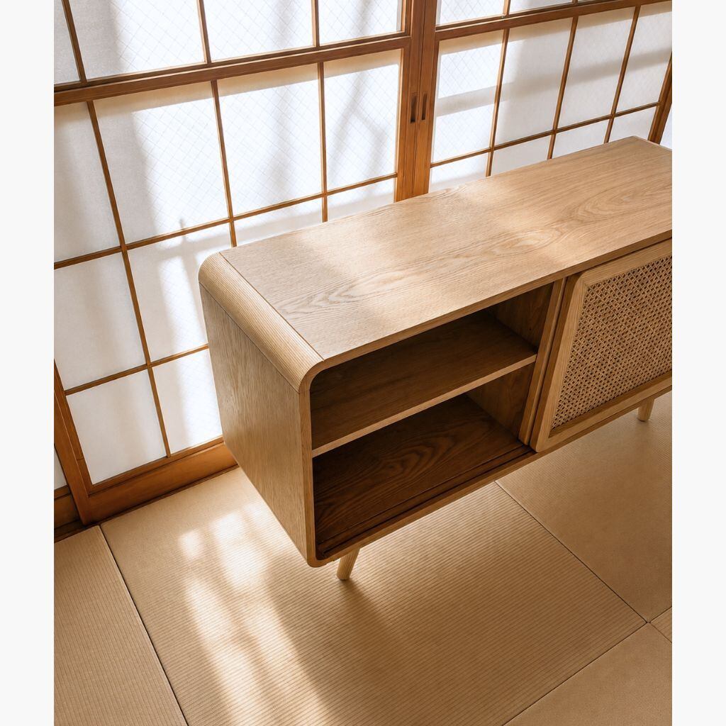 Rattan Cabinet Slide Door Natural / ラタンキャビネット 引き戸仕様
