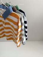 【 digreen / 予約 】Striped collared sweatshirt