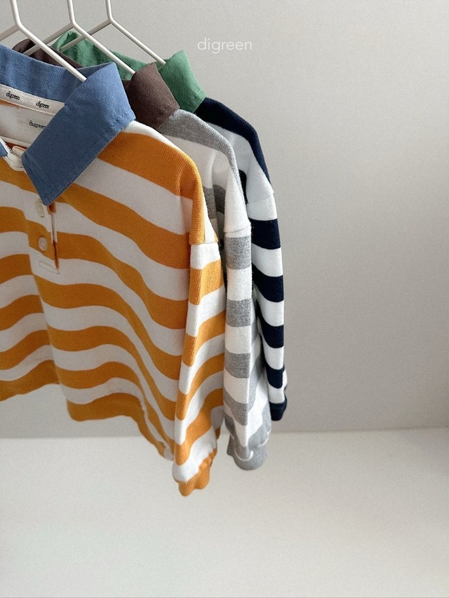 【 digreen / 予約 】Striped collared sweatshirt