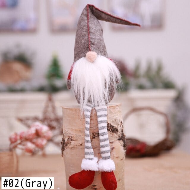 送料無料 サンタクロース人形年クリスマスツリー飾り足の長い白ひげ