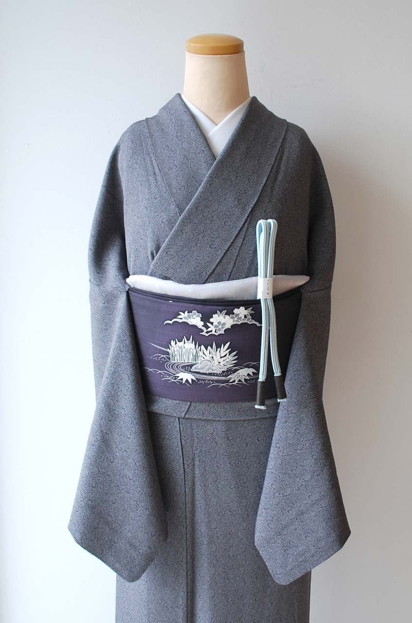 専用帯7694 ●人間国宝 中村勇二郎 古代菊 献上絵図 高級 正絹 袋帯 袷】人間国宝・中村勇二郎 献上古代菊 江戸小紋 ゆとりサイズ | 大山