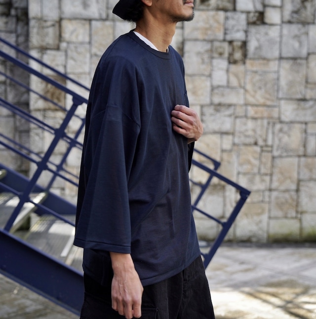 Sanca(サンカ) / Ramie Piquet CREW 3/4 -NAVY-(S23STS02)