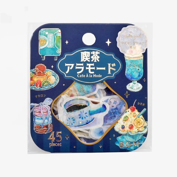 BGM フレークシール 喫茶アラモード・青 | 文具雑貨 RAIN DROPS BASE店
