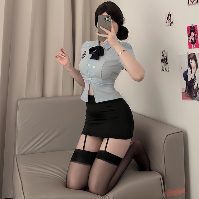 〔制服〕ウエストシェイプ×スリムスカート セクシー制服風セットアップ