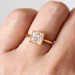 プリンセスカット  ラボグロウンダイヤモンド  リング  18K/Pt950   YG/PG/WG 【受注生産】